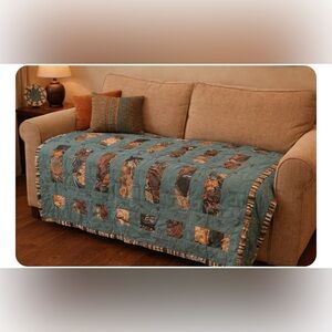 Handmade Nwot Teal and Multicolor Patchwork Quilt 56”x41”